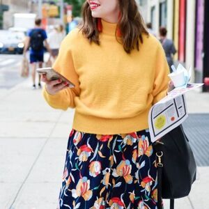 Vintage 80s Rafaella Sweater Dolman Sleeve Yellow Size Medium Angora Oversized